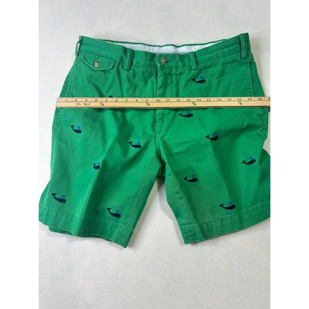 Polo Ralph Lauren Mens Green Whale Embroidered‎ Classic Fit Chino Shorts 34